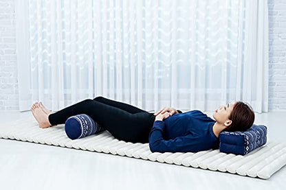 Leewadee Small Yoga Bolster – Shape-Retaining Cervical Neck Roll, Tube Pillow for Comfortable Reading, Kapok Filling, 22 x 6 x 6 inches - color: Cbt2 - Dark Blue