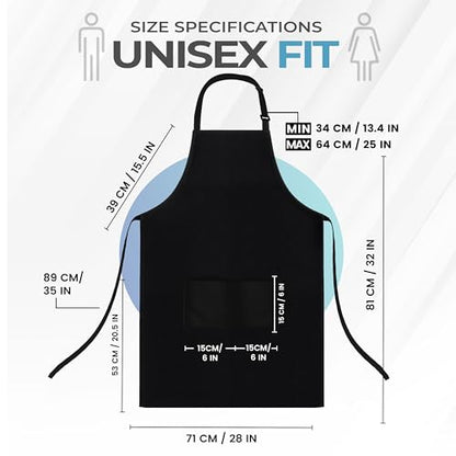 Utopia Kitchen 4 Pack Bib Apron Adjustable with 2 Pockets, Water and Oil Resistant, Cooking Kitchen Chef Apron for Women Men - color: Black