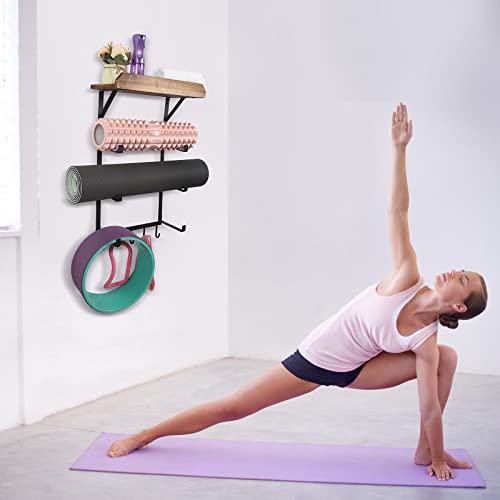 Yoga Mat Holder Wall Mount, Yoga Mat Rack Home Gym Accessories - color: Carbonized Black