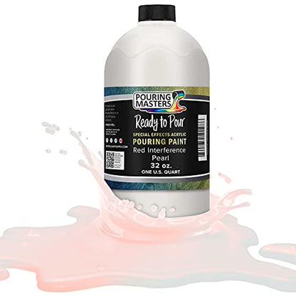 Pouring Masters Red Interference Pearl Special Effects Acrylic Pouring Paint - Premium 32-Ounce Pre-Mixed Fluid Acrylic Paint - Fluid Art Supplies for Canvas, Wood, Paper, Tile & Rocks - color: Red, size: 32 Fl Oz (Pack of 1)