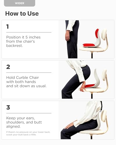 curble Wider – Ergonomic Desk Chair Seat Cushion, Everyday Passive Posture Trainer for Work from Home, Office & Car, Breathable Lumbar Support - color: Red