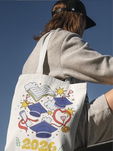 Aesthetic Canvas Tote Bag for Women with Inner Pocket - color: Graduation-26