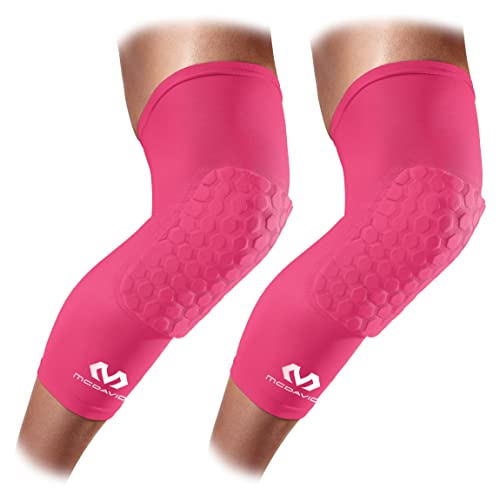 Knee Compression Sleeves: McDavid Hex Knee Pads Compression Leg Sleeve for Basketball, Volleyball, Weightlifting, and More - Pair of Sleeves - color: Pink, size: Small