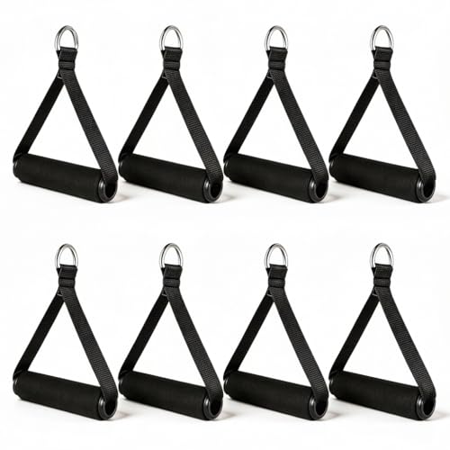 Garneck 4pcs Resistance Band Handles Plastic D Ring Exercise Strap Foam Handle Band Fitness Equipment for Home Gym Overhead Strength Training Stretching Black - color: 8pack