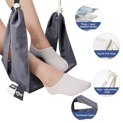 Hammock Chair Hanging Swing,with Footrest&Wooden Armrest;Dark Grey | Steel Spreader Bar, Headrest Piillows,Quilted Fabric for Porch/Garden/Outdoor/Indoor,Upto350lbs
