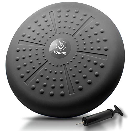 Tumaz Wobble Cushion Wiggle Seat Core Balance Disc with Pump | Extra Thick | Supports Active Sitting | For Sensory Kids | Core Training| Office, Home & Classroom - color: 13. Black