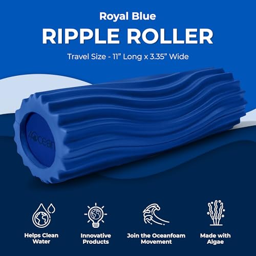 Oceanfoam x 4ocean Roller (Royal Blue) – Limited Edition Muscle Roller for Back Pain & Yoga - High Density Foam for Physical Therapy - Textured for Deep Tissue Massage