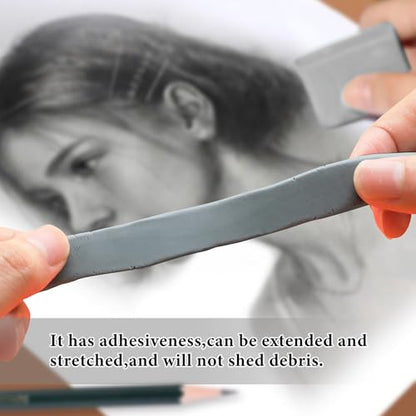 Smilo Kneaded Erasers for Artists, Gray Moldable Putty, 8-Pack | Reusable, Dust-Free and No Smudge, Art Erasers with Storage Case for Charcoal, Graphite, Pencil and Pastel Drawing - color: Gray