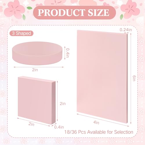Innconee 18 Pcs Rubber Stamp Carving Blocks Linoleum Blocks 4"x6" and 2"x2" Round Square Rectangle Block Carving Kit for Stamp Crafts DIY Project(Pink) - color: Pink
