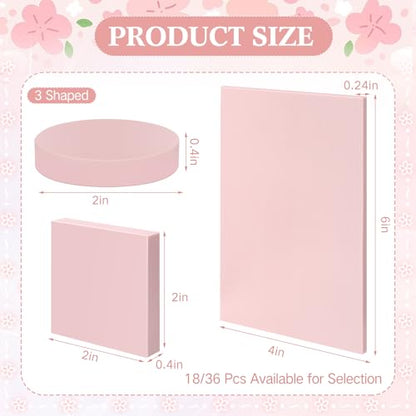 Innconee 18 Pcs Rubber Stamp Carving Blocks Linoleum Blocks 4"x6" and 2"x2" Round Square Rectangle Block Carving Kit for Stamp Crafts DIY Project(Pink) - color: Pink