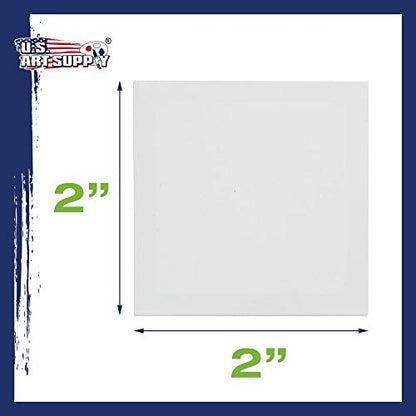 U.S. Art Supply 2" x 2" Mini Stretched Canvas for Painting Pack of 12 | Professional Primed - Ideal for Arts & Crafts - size: 2" x 2" - Pack of 12
