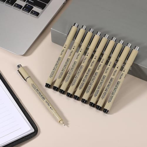 PATIKIL Fineliner Pens, 6 Pcs 02 0.3mm Fineliner Marker Black Waterproof Ink Archival Drawing Pens Art Supplies Set for Sketching Journaling Scrapbooking Artist Illustration - size: 02 0.3mm