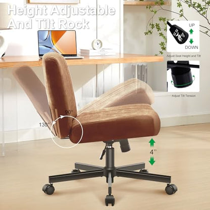 Criss Cross Chair,Thick Padded Cross Legged Office Chair,Brown - color: Brown