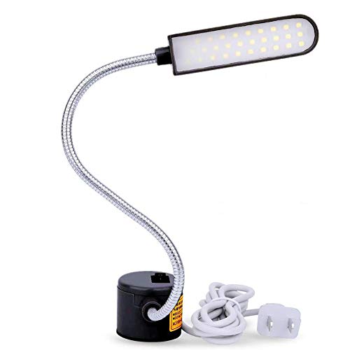 Sewing Machine Light LED Lighting (30LEDs) 6 Watt for Workbench Lathe Drill Press Daylight White Flexible Gooseneck Arm Work Lamp with Magnetic Mounting Base Black