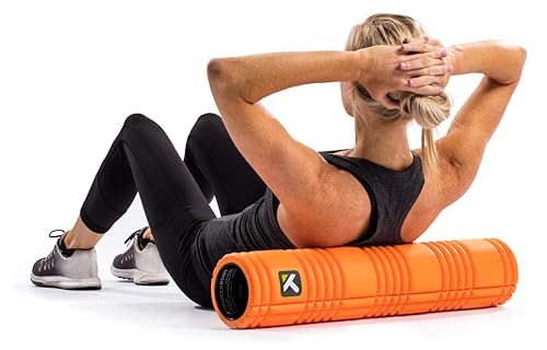TRIGGERPOINT PERFORMANCE THERAPY GRID Patented Multi-Density Foam Massage Roller Exercise Deep Tissue Muscle Recovery - Relieves Muscle Pain & Tightness, Improves Mobility & Circulation (26"), Orange - color: Orange