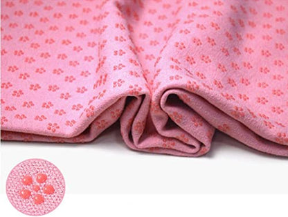 Yoga Towel, Hot Yoga Mat Towel - Sweat Absorbing Non-Slip for Hot Yoga, Pilates and Workout, 24x72 inches with Grip Dots (Pink) - color: Pink
