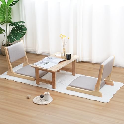 Japanese Floor Chair with Back Support, Foldable Meditation Chair, Legless Tatami Chair with Cushion, Floor Seat for Living Room, Bedroom, Bay Window (1, Gray) - color: Charcoal Grey