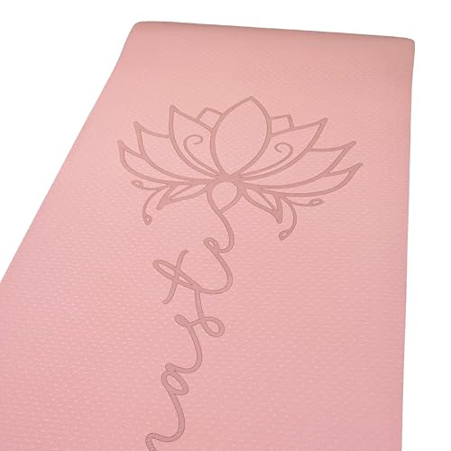 Non Slip TPE Yoga Mat 6mm Thick with Carrying Strap, Lightweight Exercise Mat for Home Workout, Pilates & Fitness, Comfort Cushion Workout Mat