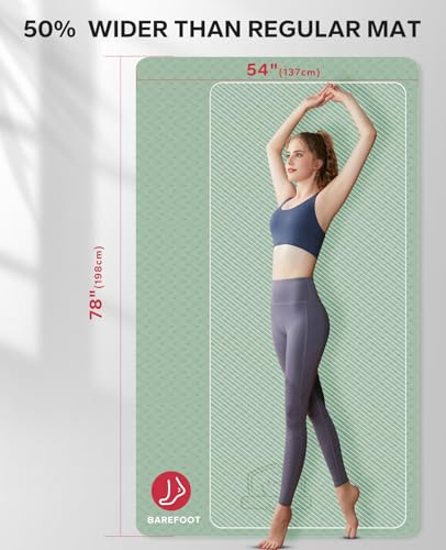 HAPBEAR Extra Large Yoga Mat - 72"x48"x6mm (1/4 inch), Non-Slip, Durable, Thick Wide Exercise Mat for Home Workouts, Yoga, Pilates, Stretching and Cardio Workouts - color: 78"x54"- Green, size: 6MM