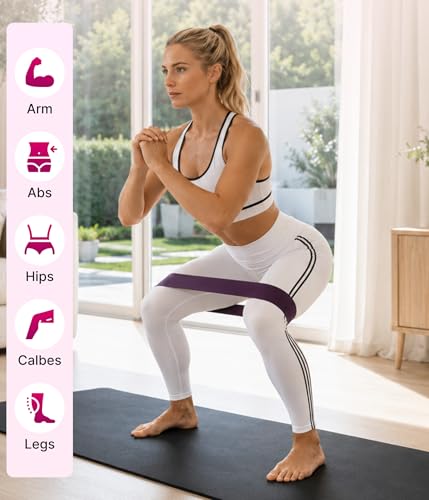 5 Pack Resistance Bands Set, Natural Latex Exercise Bands for Strength Training, Yoga Pilates Stretching, Full Body Workout & Physical Therapy for Men Women Beginners