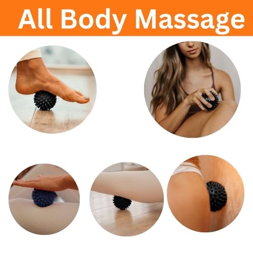 Foot Massage Roller Spikey Ball Set - for Plantar Fasciitis Relief, Acupressure Trigger Point Therapy, Whole Body Muscle Massager for Heel & Foot Arch Pain, Wrist, Shoulder & Neck