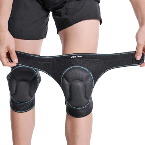 Men/Women Adult Knee Pads, Adjustable for Crawling Work, Blue Edge M 1 Pair - color: Black Background Blue Edge, size: Medium