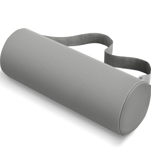 CushZone Memory Foam Lumbar Roll Support Pillow, Large Ligjt Gray | Helps Relieve Back Pain & Supports Posture,Adjustable Strap Fits Office,Car & Gaming Chairs,Washable Cover - color: Light Gray, size: Long
