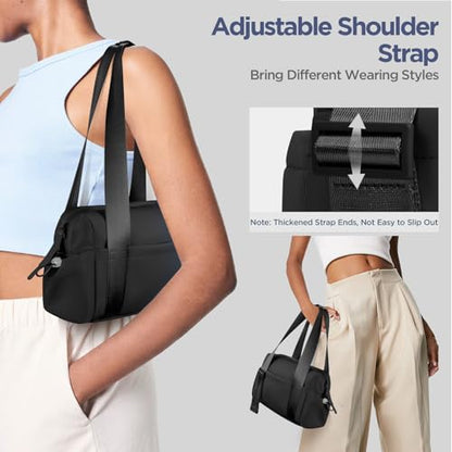 Mini Gym Bag for Women Girls Small Gym Tote Bag with Wet Compartment Waterproof Travel Duffle Bag Cute Workout Sport Bag - color: Black-12in