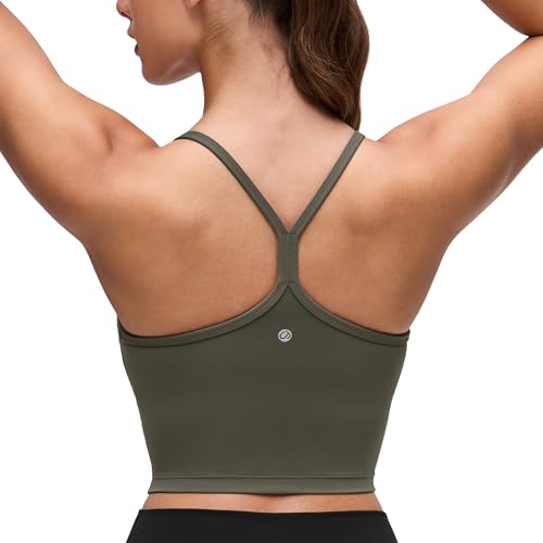CRZ YOGA Butterluxe Y Back Crop Tank Tops - color: Light Army Green, size: X-Small