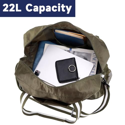Arxus Carry On Travel Bag, Lightweight Foldable Packable Tote Bag 25L - color: Green