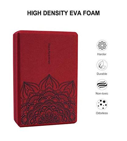 nuveti Yoga Blocks Set of 2, High Density Yoga Brick Foam Blocks to Improve Strength, Flexibility and Balance Brick Foam Blocks - color: Red