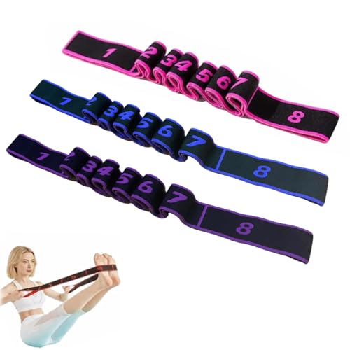 Fitness Resistance Band for Stretching and Yoga, Number Stretch Resistance Band with Clear Markings, 8-Section Elastic Training Bands - color: 3PCS