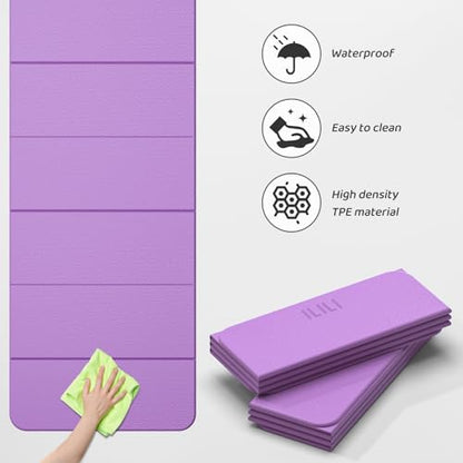ILILI Foldable Yoga Mat 71 * 24 * 0.3 Inch - color: Violet