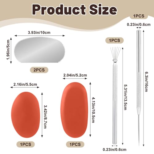 Clay Tools Pottery Ribs, 2 Sizes Metal Ribs for Pottery | 2 Sizes Rubber Pottery-Clay-Ribs and 2pcs Clay Needle Tool for Sculpting Texturing Artists Modeling Potter