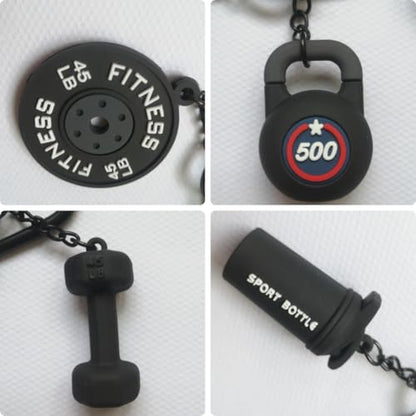 Fitness Keychain Barbell Dumbbell Keychain Bag Purse Charms Gym Lovers Fitness Enthusiast Gift Bag backpack Charms - color: Black