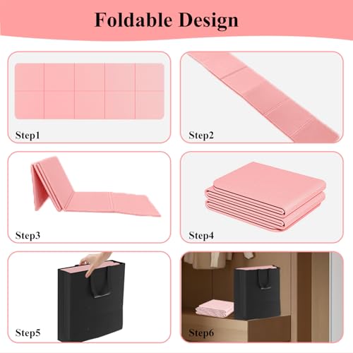 Yoga Mat for Travel, Non-Slip Yoga Mat, Exercise Mat 1/4" Thick Yoga Mat Foldable, Perfect for Pilates, Outdoor & Travel, TPE Anti-Slip Yoga Mat with Carry Bag - color: pink