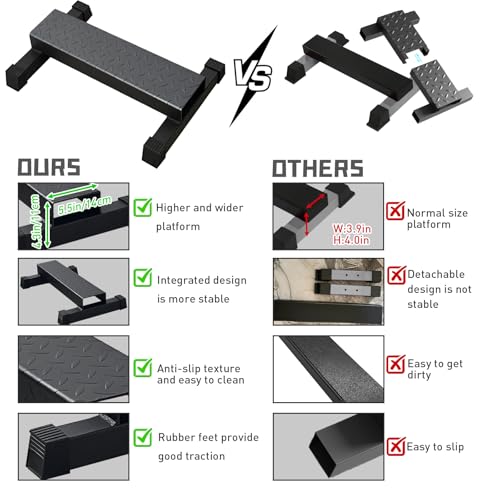 BLUSLM Upgraded Calf Raise Bar, Wide and High Squat Machine for Leg Stretching, Squat, Foot Stretch workout, Anti-Slip Solid Steel Calf Raise Block