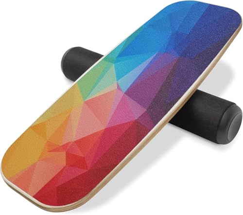 Balance Board Surf Trainer with Adjustable Stoppers - 2 Different Distance Options Balance Board for Surfing, Snowboarding, Skiing, Skateboarding, 300lbs Capacity - color: multicolour