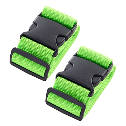 2pcs 74″×2″Luggage Straps for Suitcases,Adjustable Suitcase Straps and Heavy Duty Strap Buckle Packing Straps Travel Accessories,Fluorescent Green - color: Fluorescent Green 2PCS