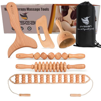 6 in 1 Wooden Massage Tool Set for Body Sculpting and Muscle Relief