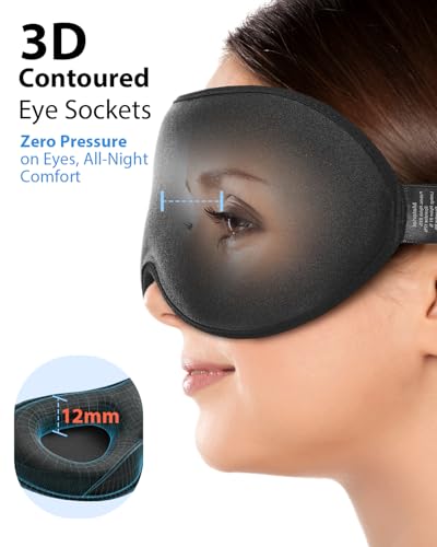 MABAO Weighted Sleep Mask, 100% Blackout Blindfold for Sleeping, Black - color: Black