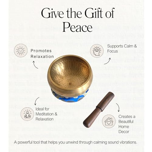 4 Inch Hand Hammered Singing Bowl Gift Set - Includes Wooden Mallet, Cushion & Gift Box - Mindfulness & Yoga Tool for Stress Relief - Spring Wellness Ritual - Made in Nepal - size: 4 inch