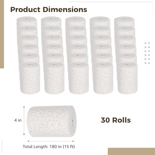 30 Rolls Plaster Bandages for Art, 4 x 180 in Gauze Plaster Rolls Bulk Craft Supplies, Easy Shaping and Fast Drying in Art Projects