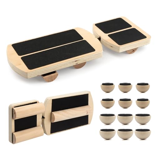 Adjustable Ankle Balance Board, Non-Slip Wooden Wobble Trainer, 300lb