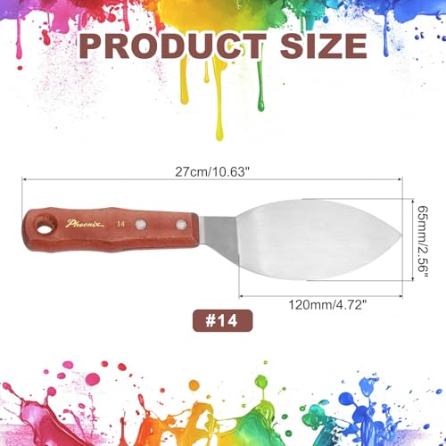 MECCANIXITY Pack of 1 Large Palette Knife No.14, 10.6" Long Palette Knives with Stainless Steel Flexible Spatula Pallet Knife and Wood Handle for Scraping, Mixing, Oil Acrylic Painting Canvas - style: No.14