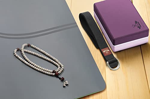 Heathyoga Yoga Blocks 2 Pack with Strap, High Density EVA Foam Yoga Block and Yoga Strap Set to Support and Improve Poses and Flexibility - color: Purple