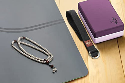 Heathyoga Yoga Blocks 2 Pack with Strap, High Density EVA Foam Yoga Block and Yoga Strap Set to Support and Improve Poses and Flexibility - color: Purple