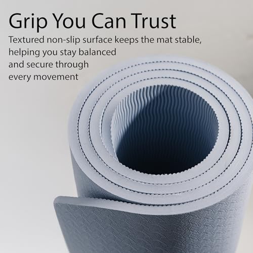 Lindywell Pilates Yoga Workout Mat Non Slip 6mm, 8mm, 10mm Thick - 6ft x 26in - color: Blue, size: 10mm