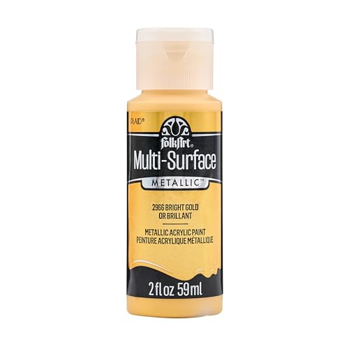 FolkArt multisurface metallic paint, 2 oz, Bright Gold - color: Bright Gold, size: 2 Fl Oz (Pack of 1)