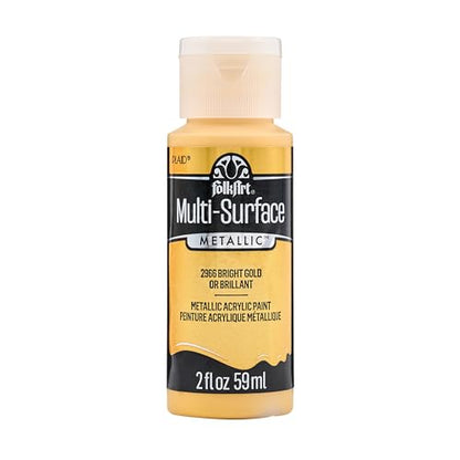 FolkArt multisurface metallic paint, 2 oz, Bright Gold - color: Bright Gold, size: 2 Fl Oz (Pack of 1)